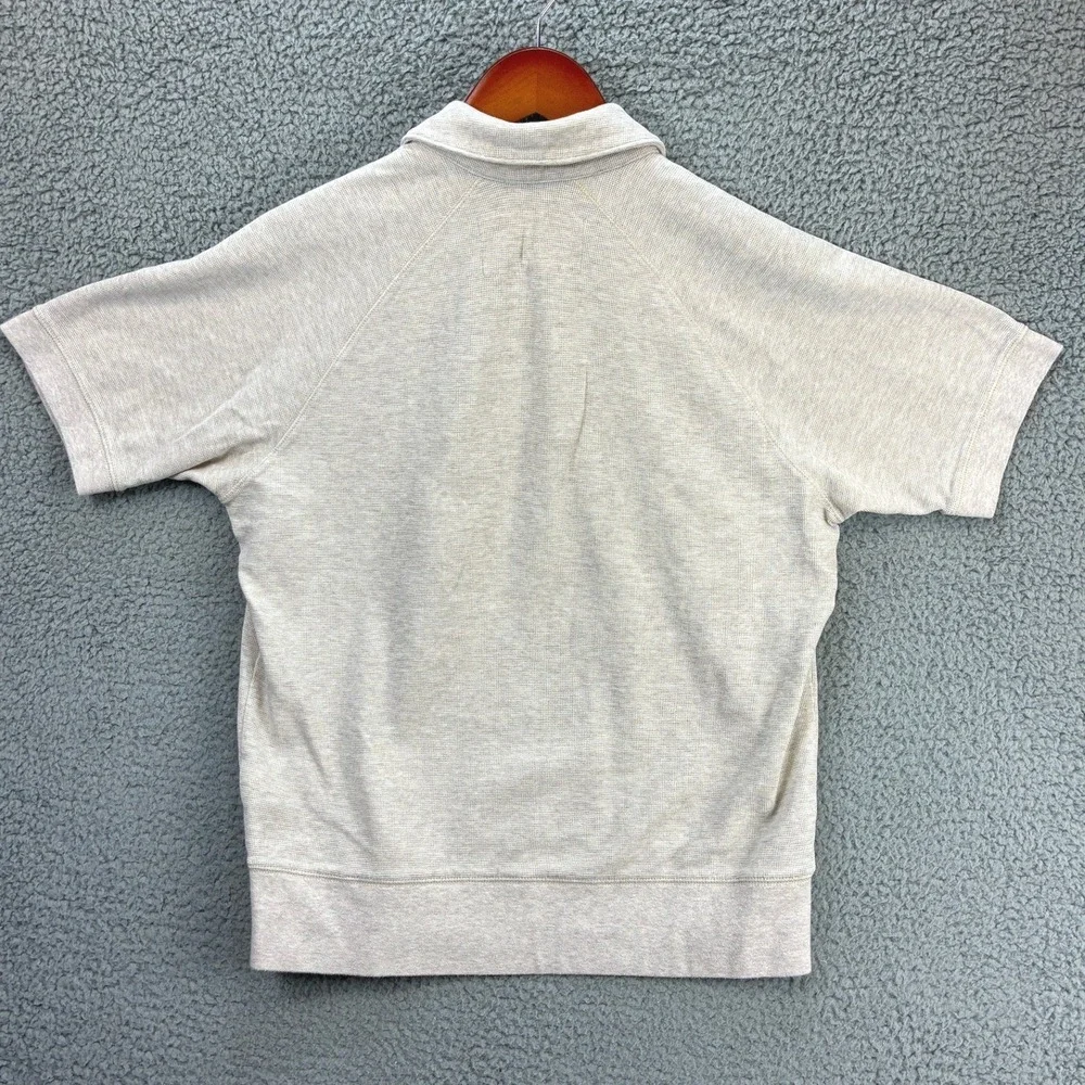 Banana Republic Waffle Short Sleeve Polo Shirt Mens M Oatmeal Casual Summer